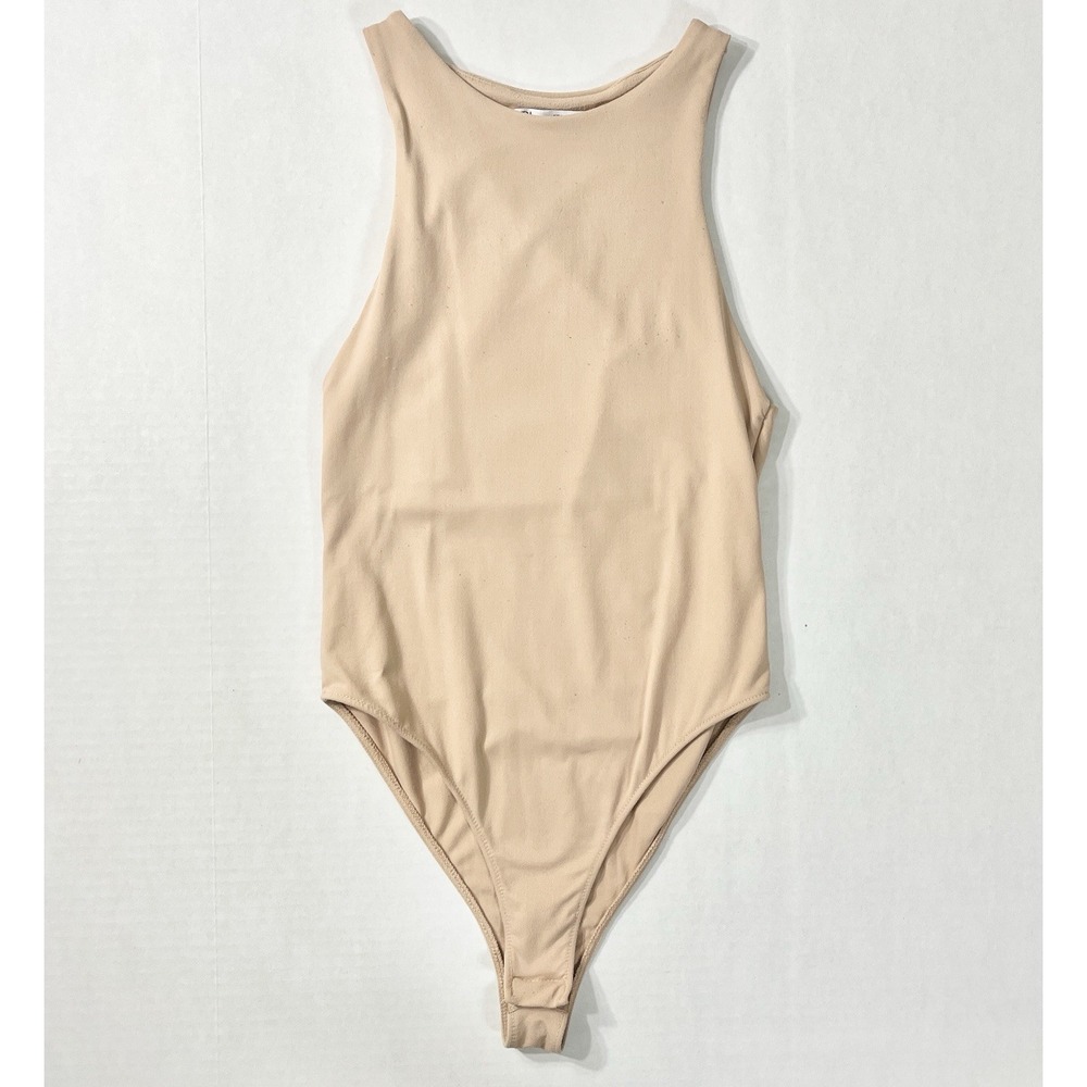 Zara High Neck Bodysuit Women's Small Nude Beige Sleeveless Shapewear‎ Stretch